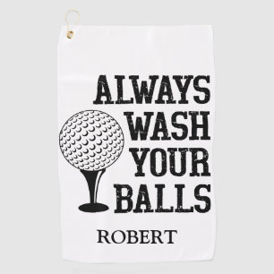 Personalised Name Always Wash Your Balls Funny Golf Towel