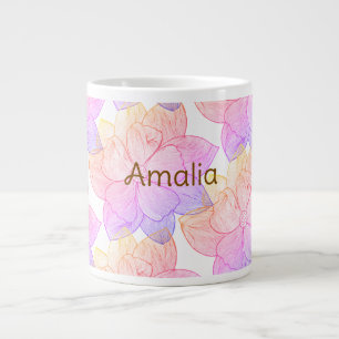 Personalised Name Amalia "Sunset Bloom" Jumbo Large Coffee Mug