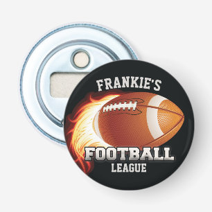 Personalised NAME American Football Flames Sports Bottle Opener