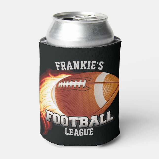 Personalised NAME American Football Flames Sports Can Cooler (Can Front)