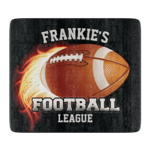 Personalised NAME American Football Flames Sports Cutting Board