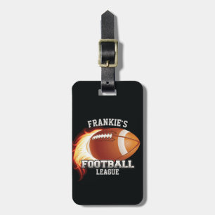 Personalised NAME American Football Flames Sports Luggage Tag