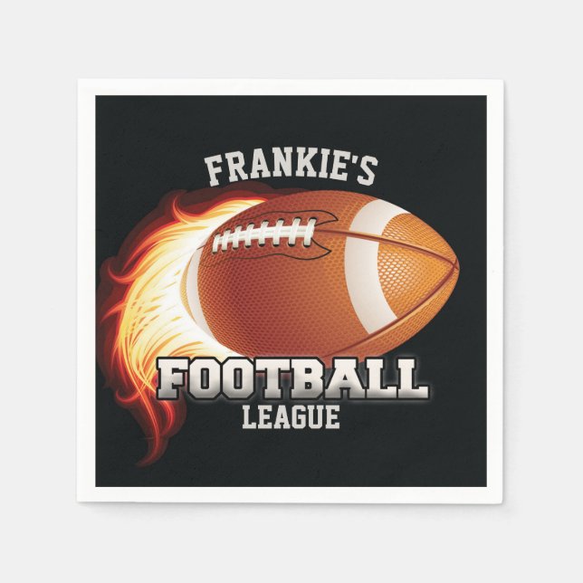 Personalised NAME American Football Flames Sports Napkin (Front)