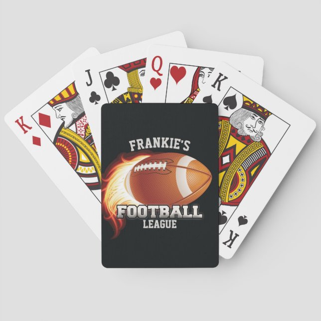 Personalised NAME American Football Flames Sports Playing Cards (Back)