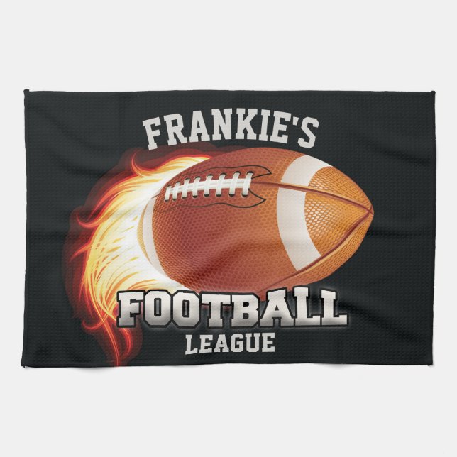 Personalised NAME American Football Flames Sports Tea Towel (Horizontal)