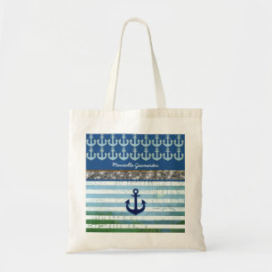 personalised / name / anchor / blue tote bag
