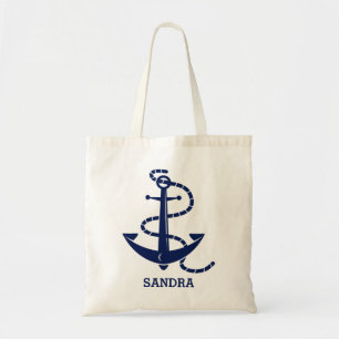 Personalised Name Anchor Nautical Tote Bag