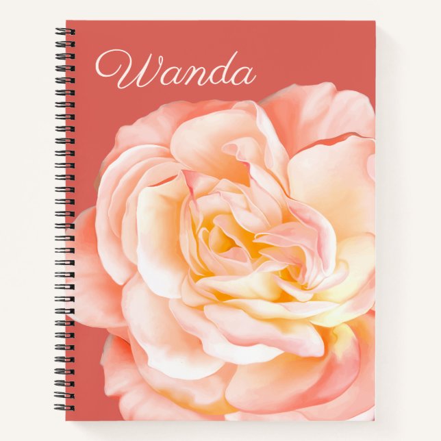 Personalised Name and a Rose Notebook (Front)