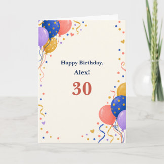 Personalised Name and Age Balloon Birthday Card