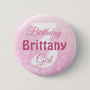 Personalised Name and Age Birthday Girl Button