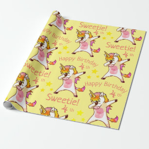 Personalised Name and Age Unicorn Birthday Party Wrapping Paper