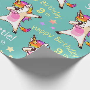 Personalised Name and Age Unicorn Birthday Party Wrapping Paper