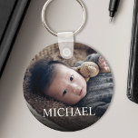 Personalised Name And Baby Photo Keepsake Key Ring<br><div class="desc">Create your own personalised round keychain with your custom name and memorable photo.</div>