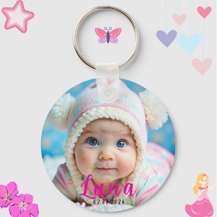 Personalised Name And Baby Photo Keepsake  Key Ring