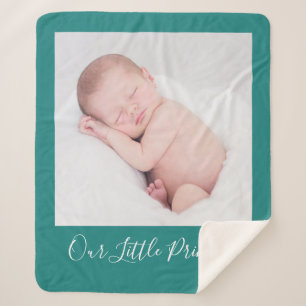 Personalised Name And Custom Photo Green Sherpa Blanket