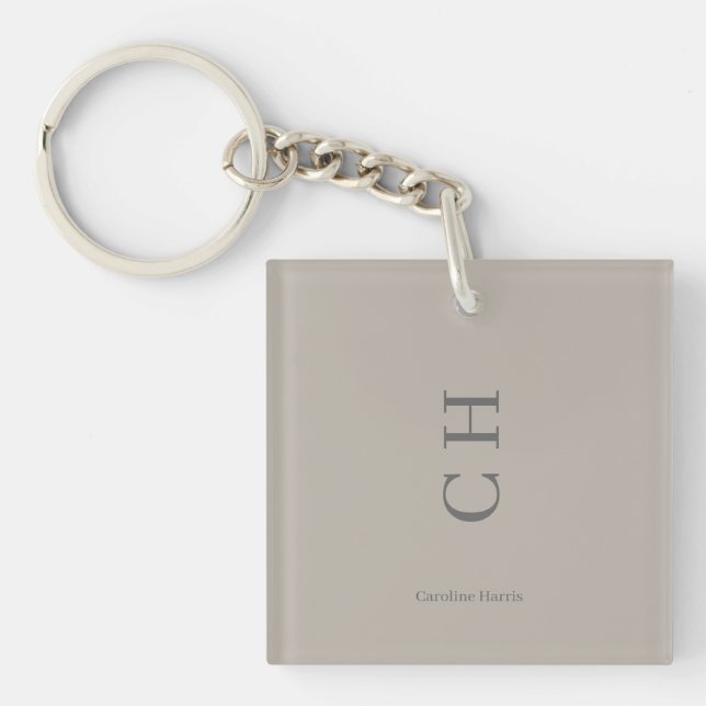 Personalised Name and Initials Chic Slipper Satin Key Ring (Front)