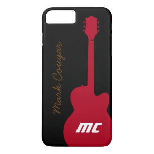 personalised name and initials red rock guitar iPhone 8 plus/7 plus case