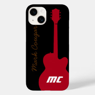 personalised name and initials red rock guitar Case-Mate iPhone 14 case