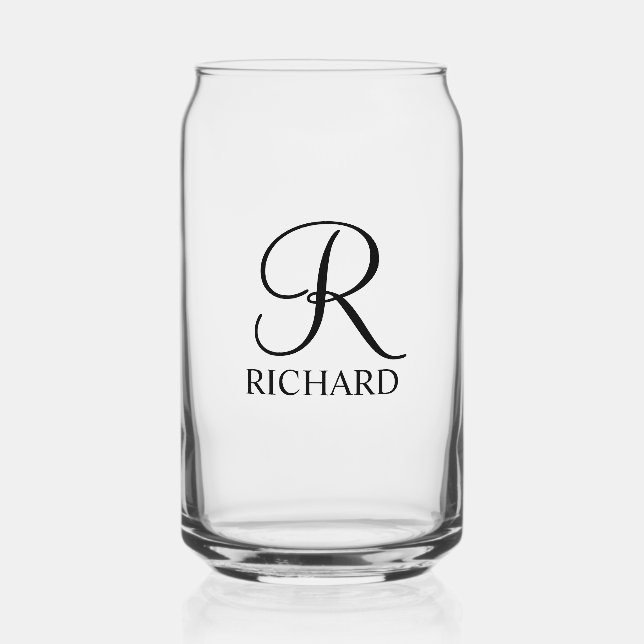 Personalised Name and Monogram Can Glass (Front)