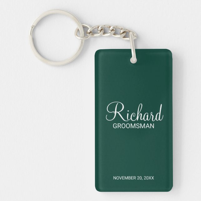 Personalised Name and Monogram Groomsman Key Ring (Front)