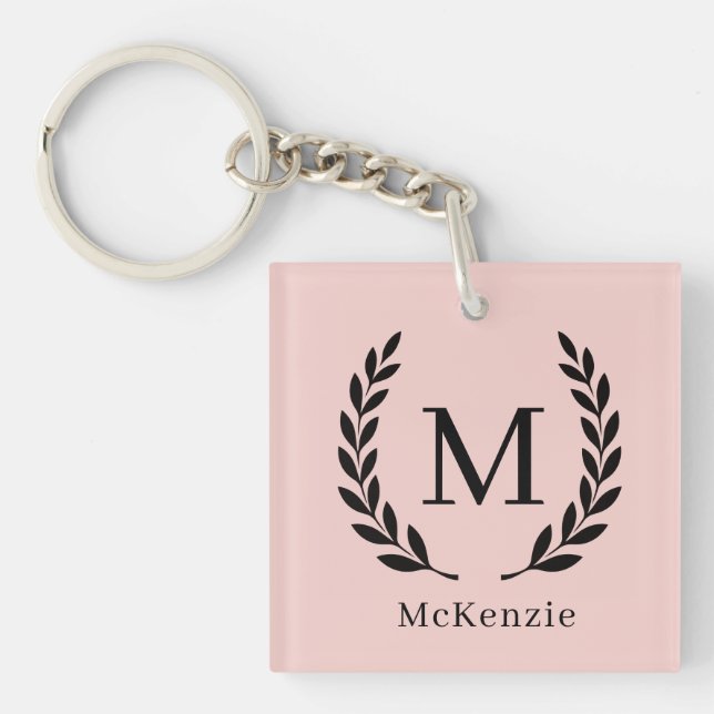 Personalised Name and Monogram Photo  Key Ring (Front)