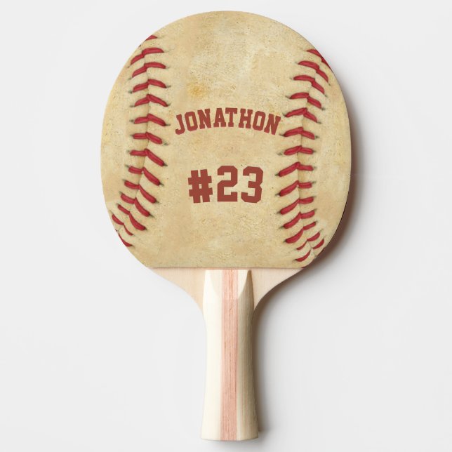 Personalised Name and Number Baseball Ping Pong Paddle (Front)