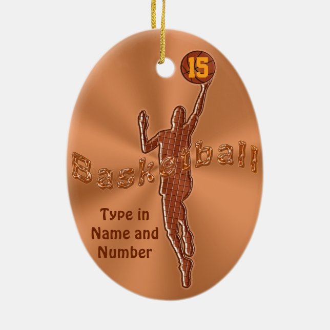 Personalised NAME and NUMBER Basketball Ornaments (Back)