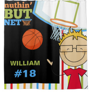Personalised Name and Number Boys Basketball Shower Curtain