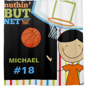 Personalised Name and Number Boys Basketball Shower Curtain