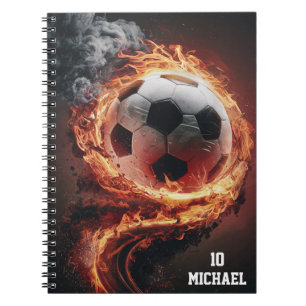 Personalised Name And Number Soccer Ball Football  Notebook