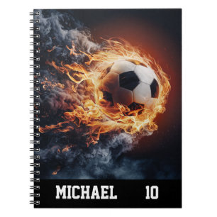 Personalised Name And Number Soccer Ball Football  Notebook