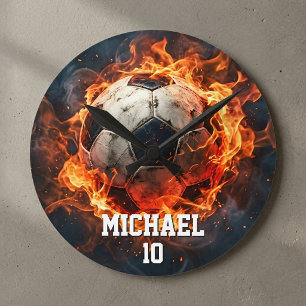 Personalised Name And Number Soccer Ball Football  Round Clock