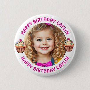 Personalised Name and Photo Birthday   6 Cm Round Badge