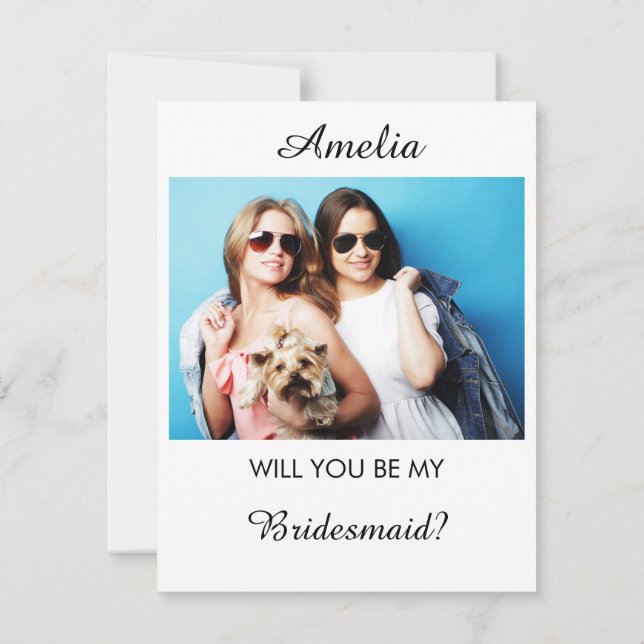 Personalised name and Photo Bridesmaid Proposal Thank You Card (Back)