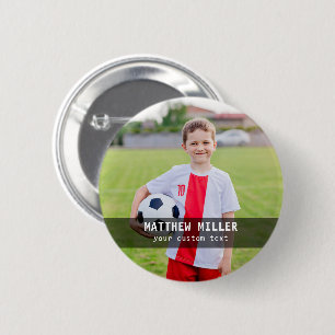 Personalised Name and Photo Football Sport Button