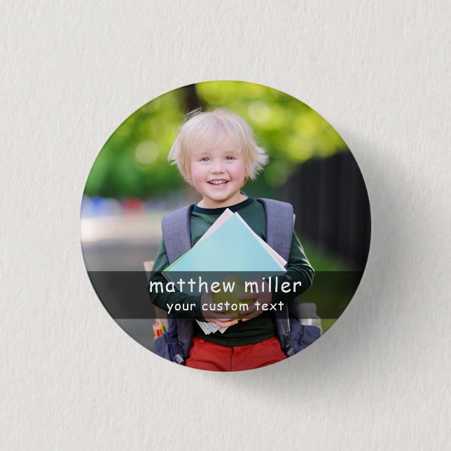 Personalised Name and Photo School Button (Front)