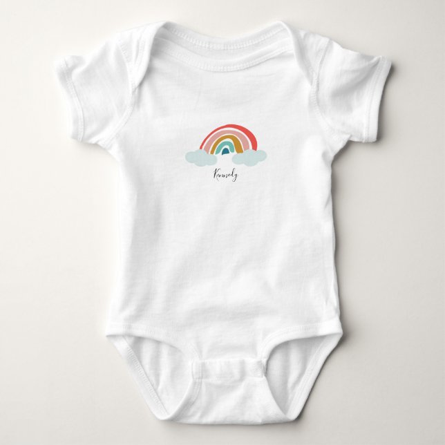 Personalised Name and Rainbow Baby Bodysuit (Front)