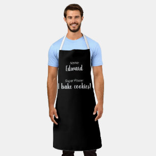 Personalised Name And Super Power Black and White Apron