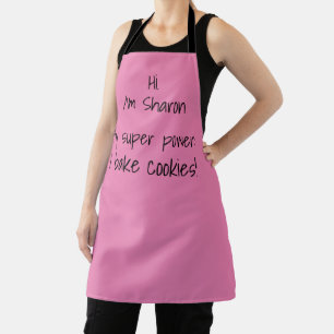 Personalised Name And Super Power Pink Apron
