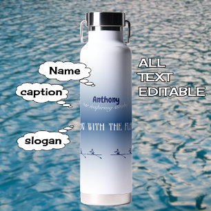 Personalised name and text rowers crew water bottle