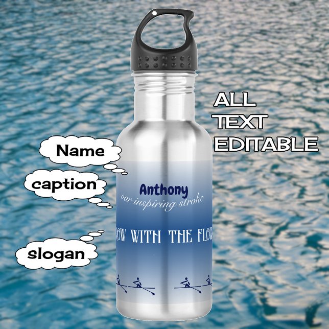 Personalised name and text rowing crew 532 ml water bottle (Creator Uploaded)