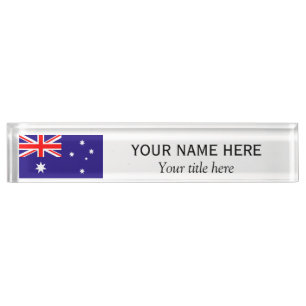 Personalised name and title Australian flag Nameplate