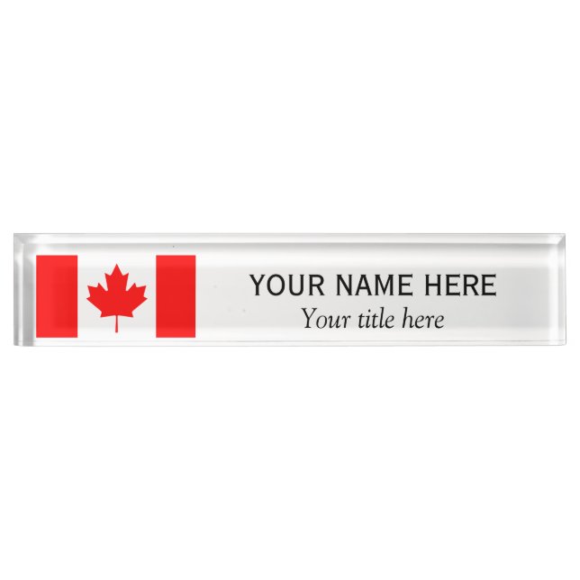 Personalised name and title Canadian flag Nameplate (Front)