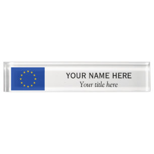 Personalised name and title European Union EU flag Nameplate