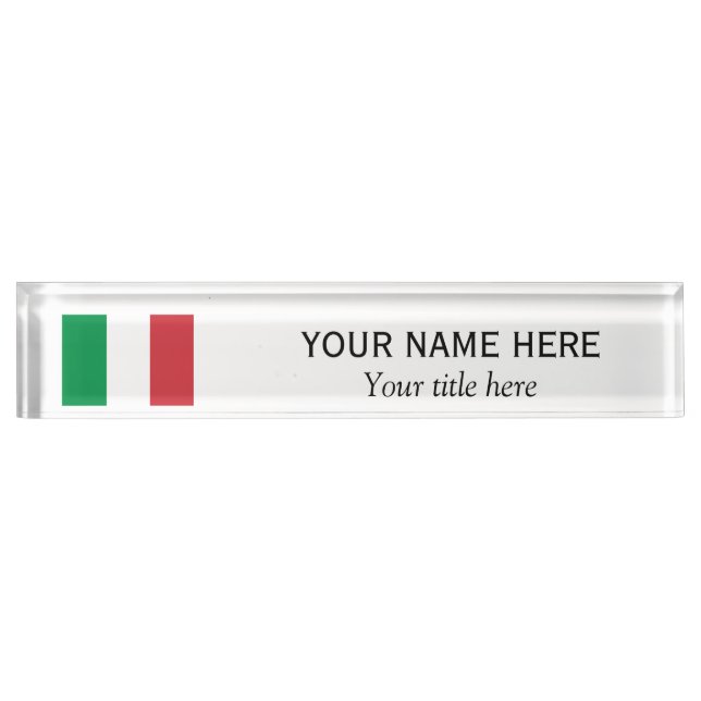 Personalised name and title Italian country flag Nameplate (Front)