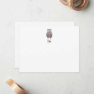 Personalised Name and Watercolor Owl  Card