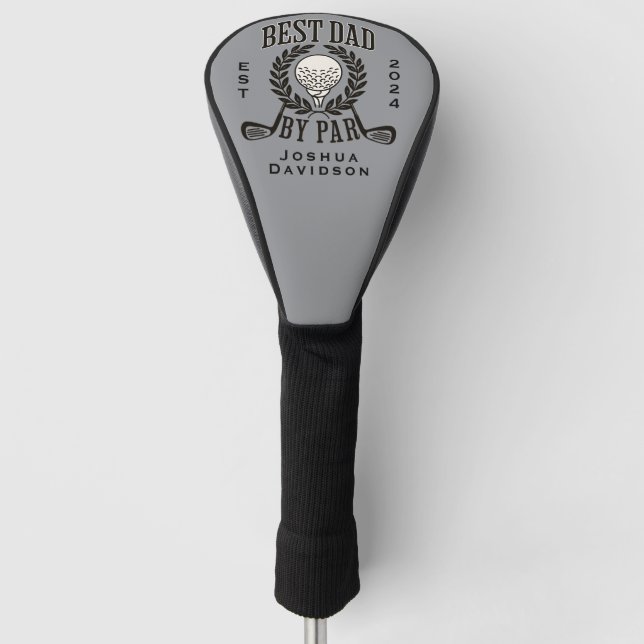 Personalised Name and Year Best Dad by Par Golf Head Cover (Front)