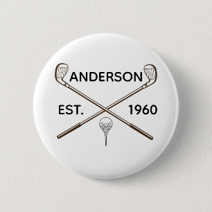 Personalised Name and Year Golf 6 Cm Round Badge