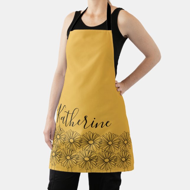 Personalised name April daisy Birth Flower Apron (Insitu)