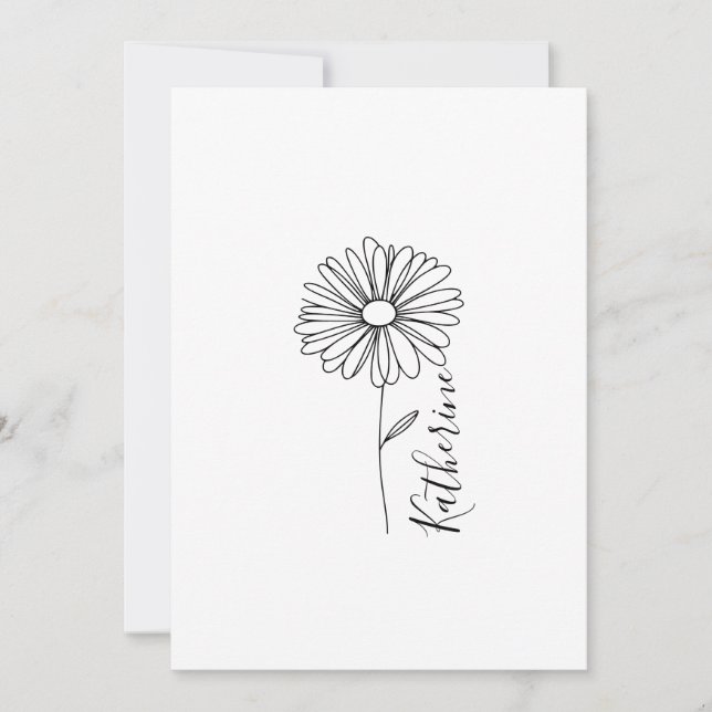 Personalised name April daisy Birth Flower Invitation (Front)
